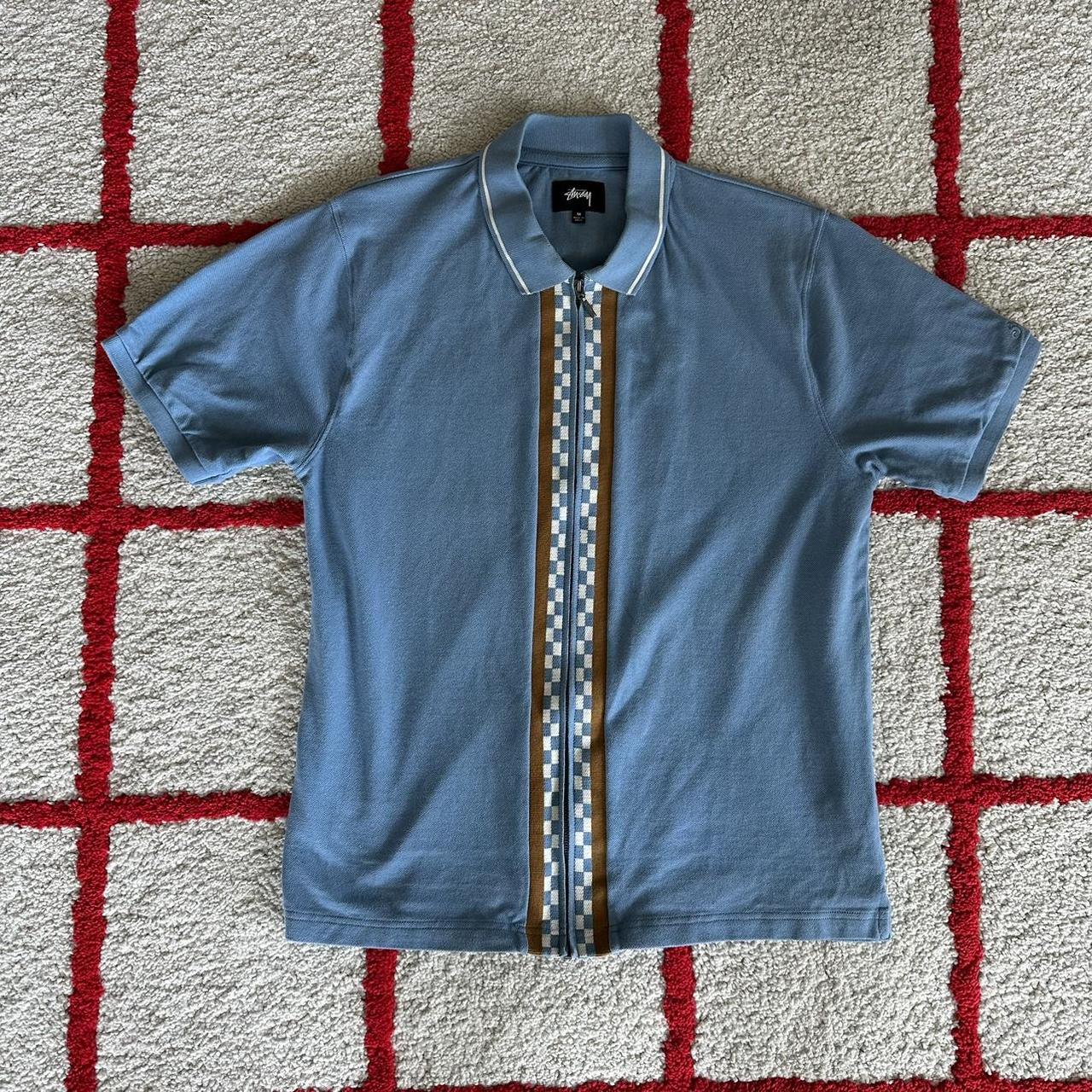 Stüssy Men's Blue and Tan Polo-shirts | Depop