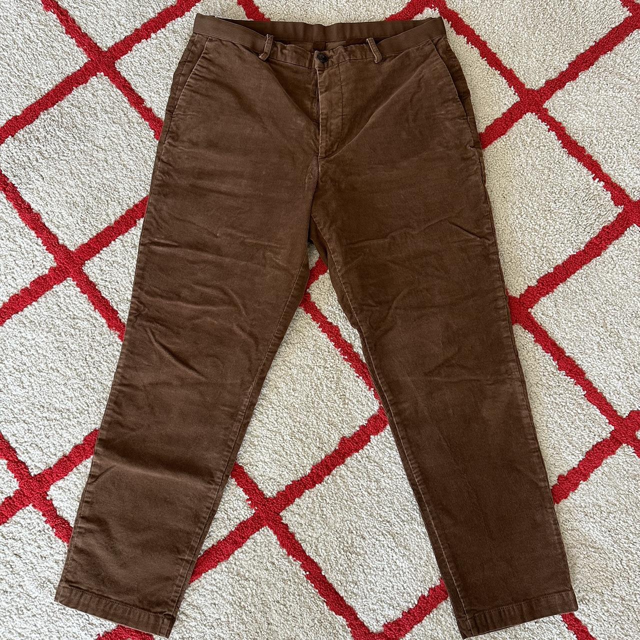 Brown corduroy Uniqlo pants. Size L, 33-36 inch.... - Depop