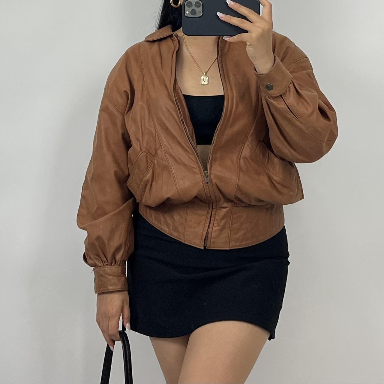 Vintage Light Brown Leather Jacket🧸 Bomber Jacket Depop 1857