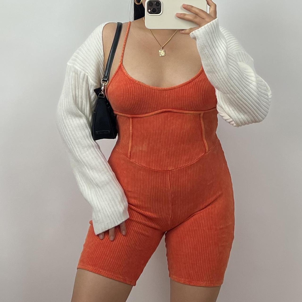 Rib orange bodysuit/unitard🍊 The absolute cutest. - Depop
