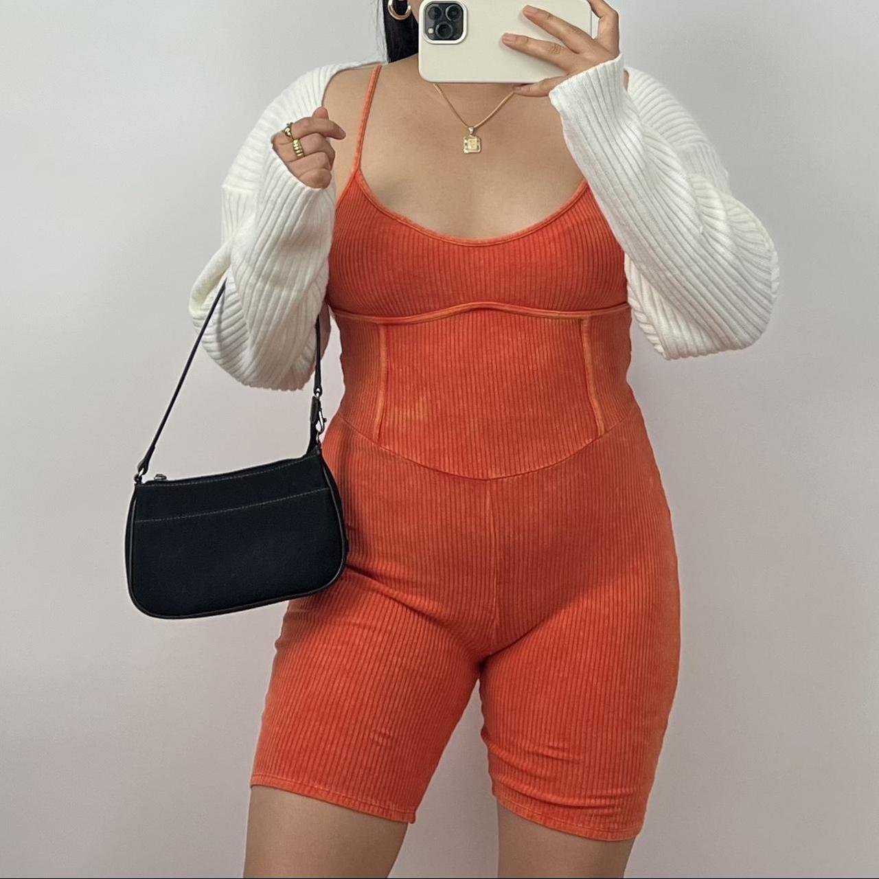 Rib orange bodysuit/unitard🍊 The absolute cutest. - Depop