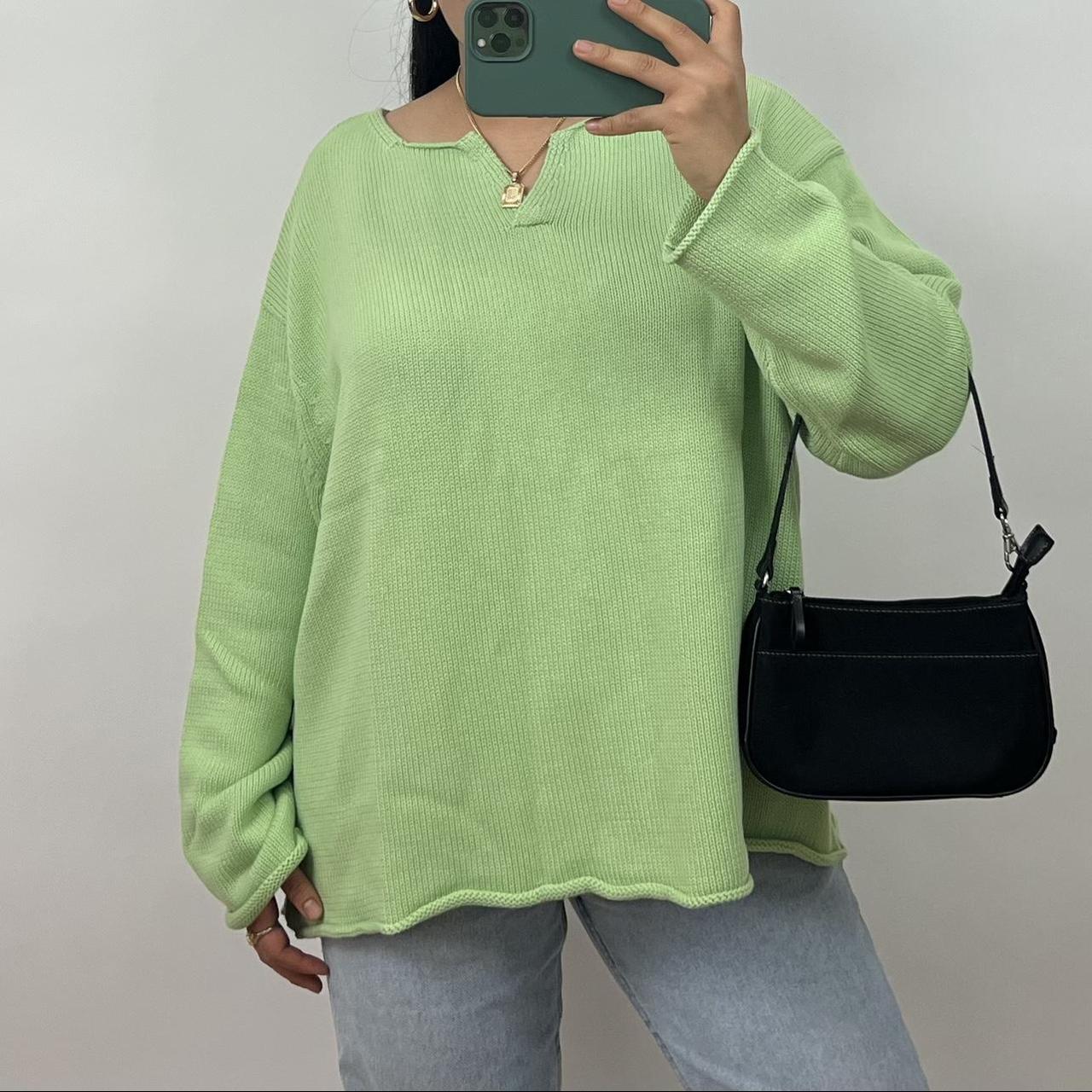 Vintage green knit sweater. Perfect oversized fit.... - Depop