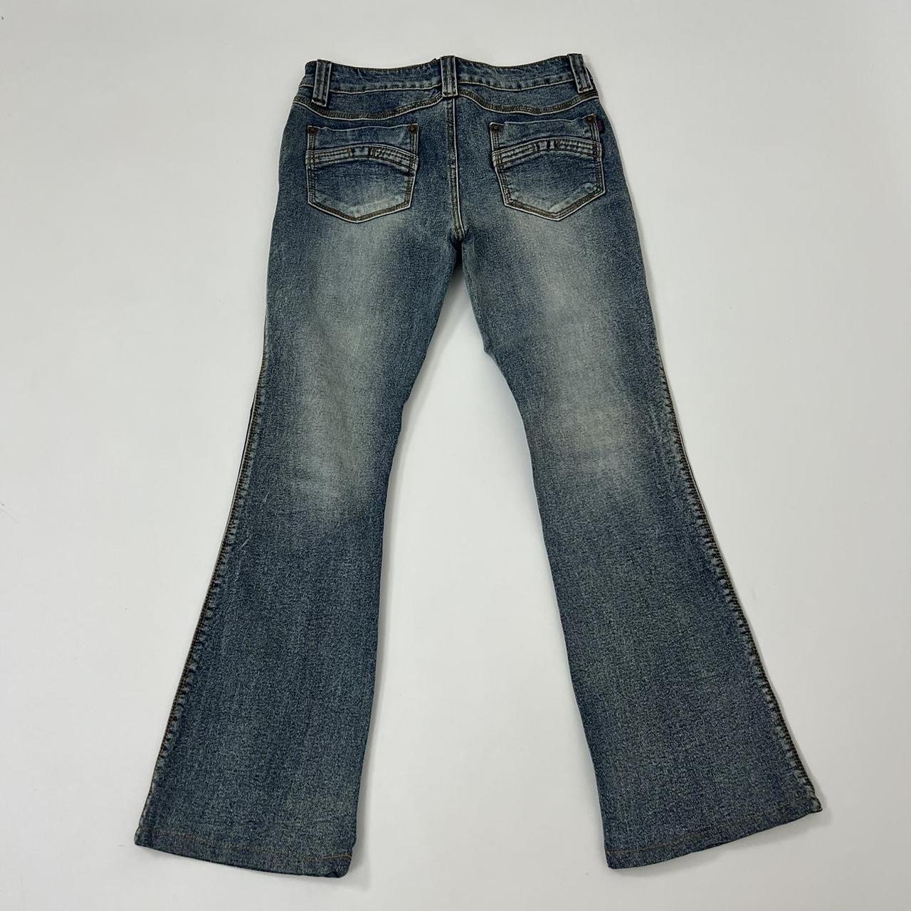 Y2k low rise flare denim jeans. Material has some... - Depop