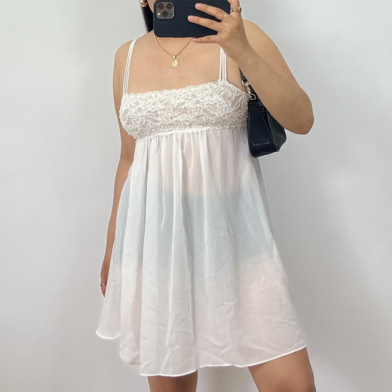 Victoria's Secret Sheer Mesh Slip Dress White Mesh Lace Sheer