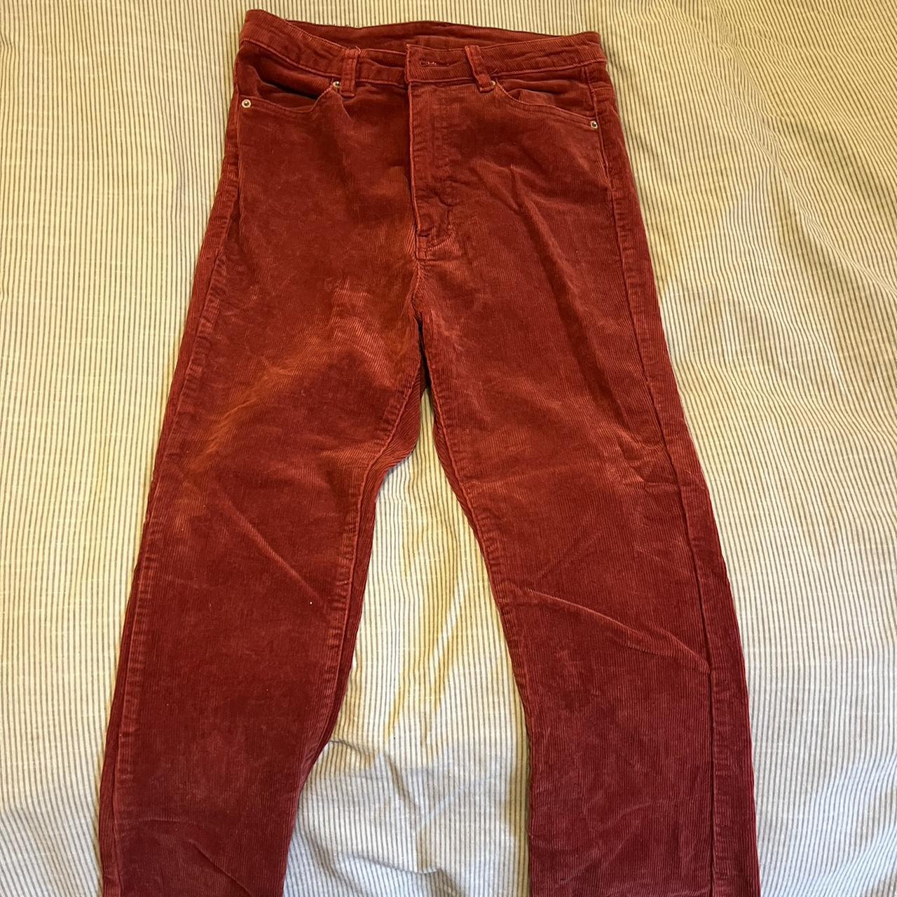 Beautiful dark red/burgundy corduroy pants, slim fit... - Depop