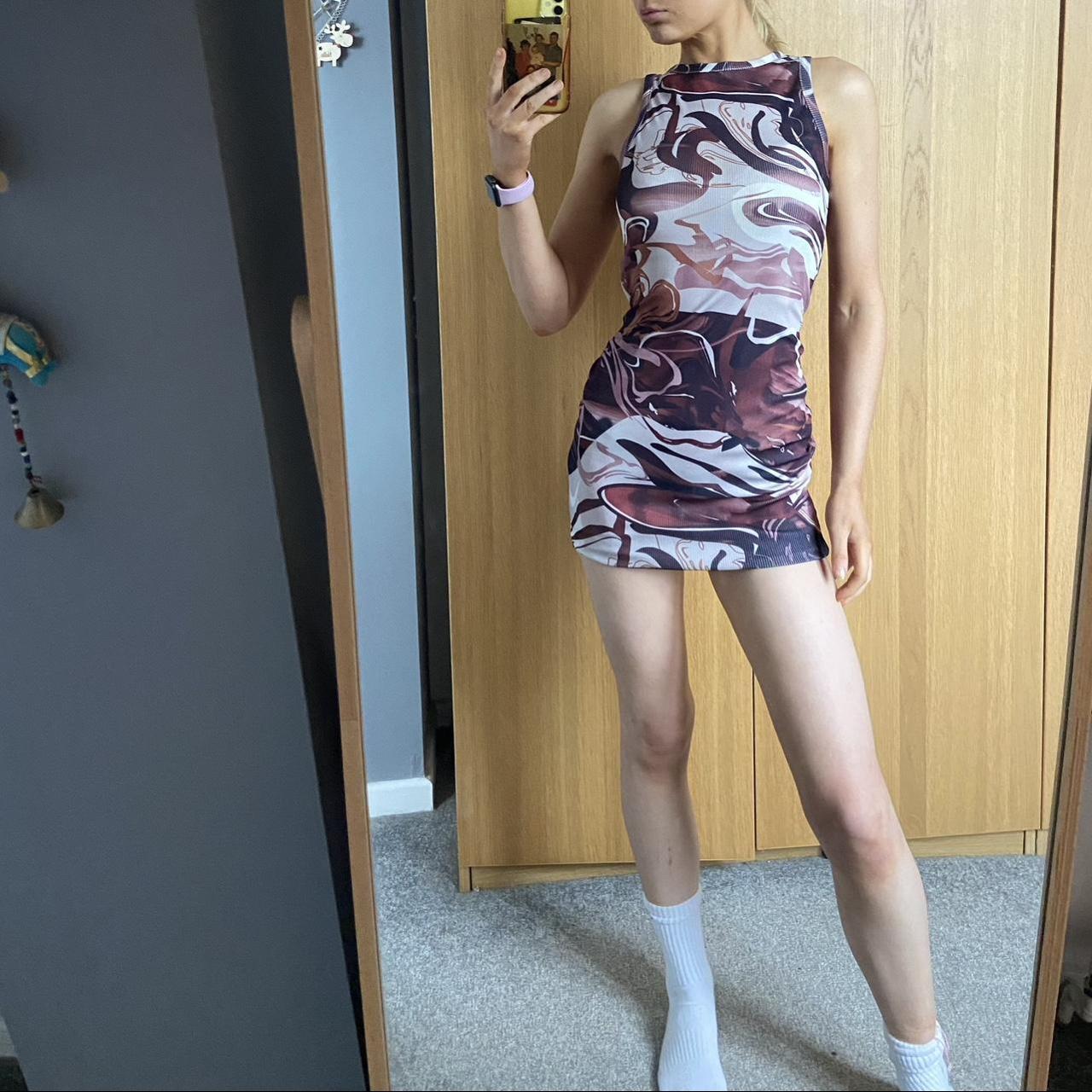 Pink and purple mini dress. Worn once, excellent... - Depop