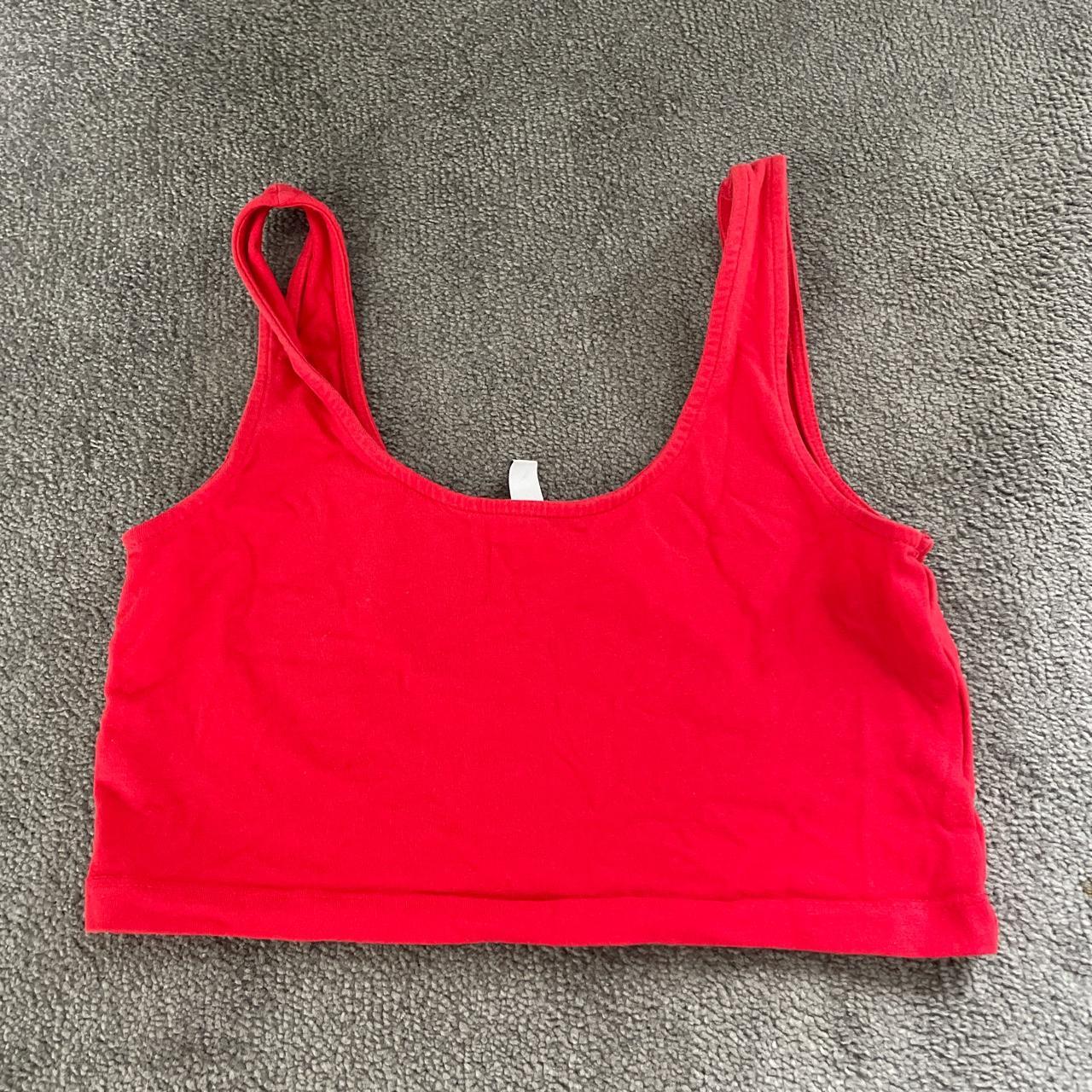 Red strappy crop top Perfect condition From H&M... - Depop