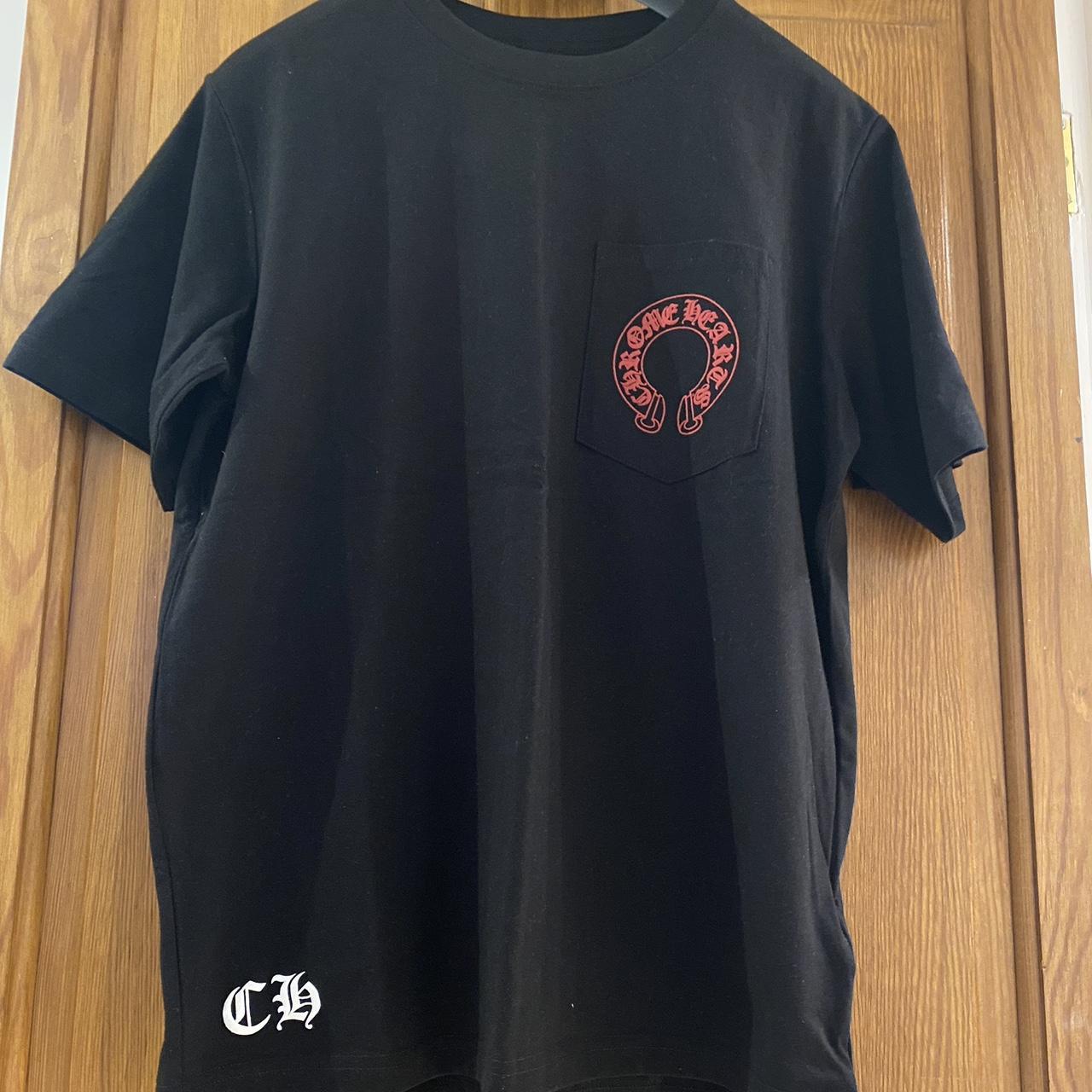 Chrome Hearts Men's Black and Red T-shirt | Depop