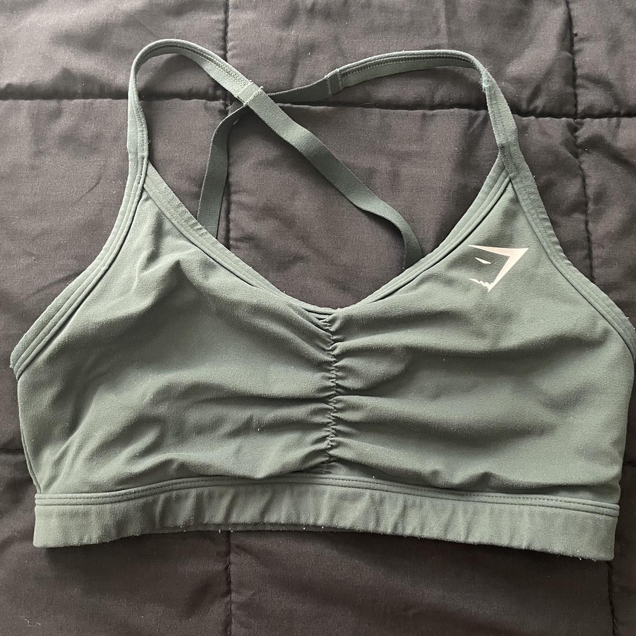 Gymshark Runched Sports Bra Sz: small * flaws shown... - Depop