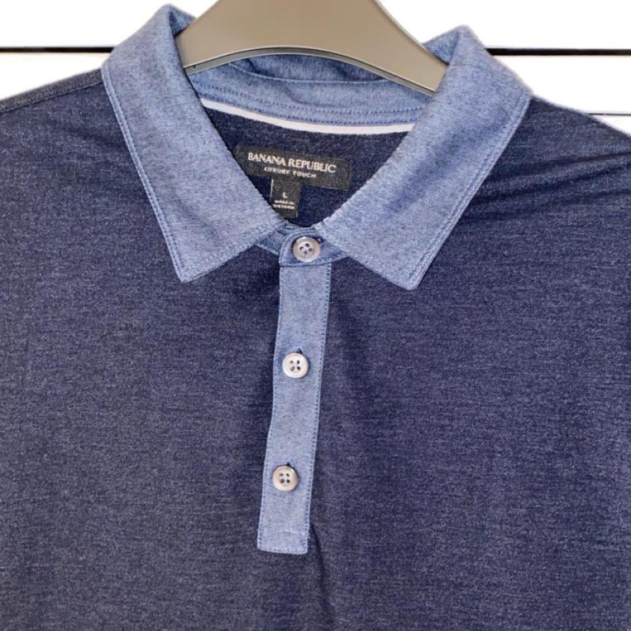 Banana republic luxury touch polo shirt in navy blue... - Depop