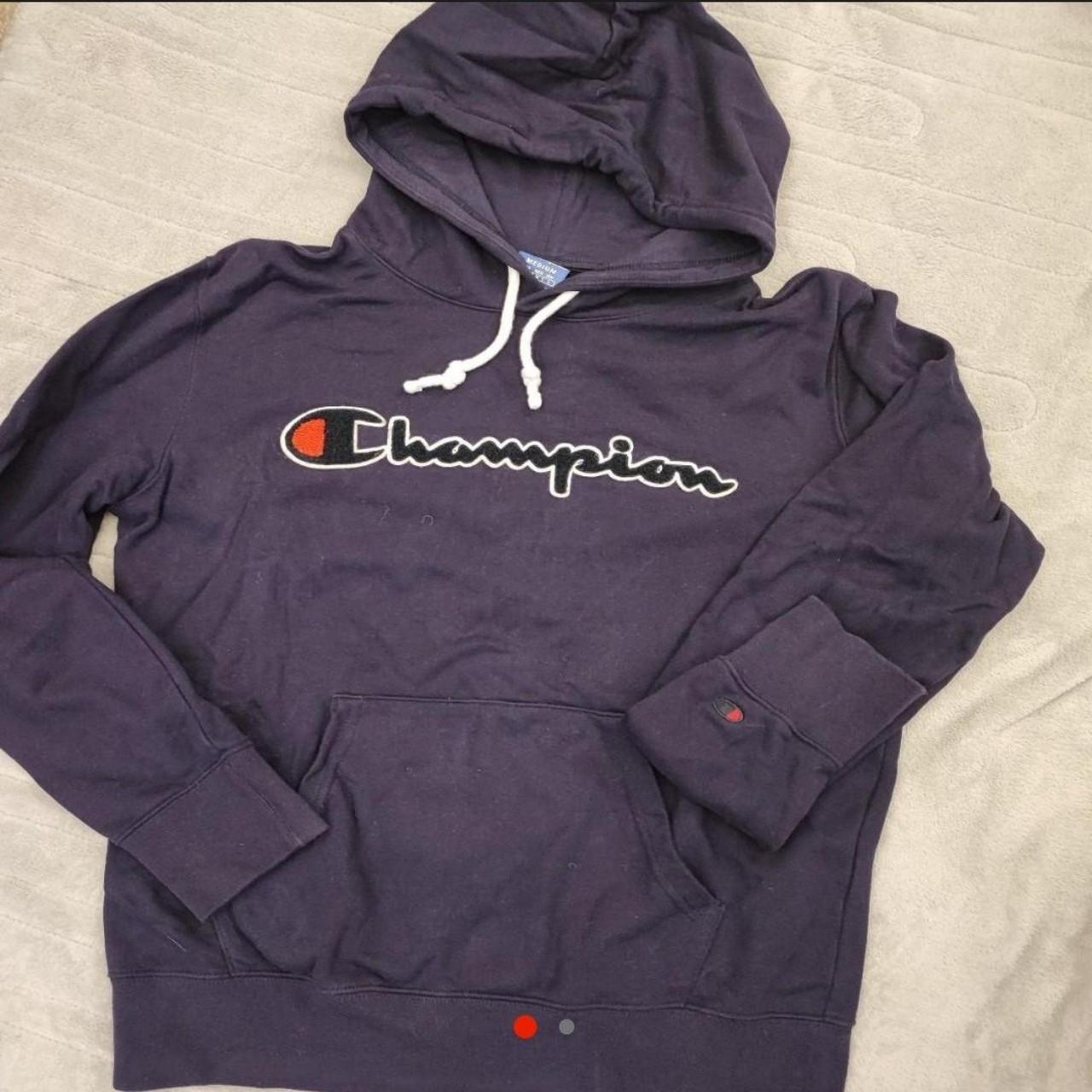 Champion Men's Purple and White Hoodie | Depop