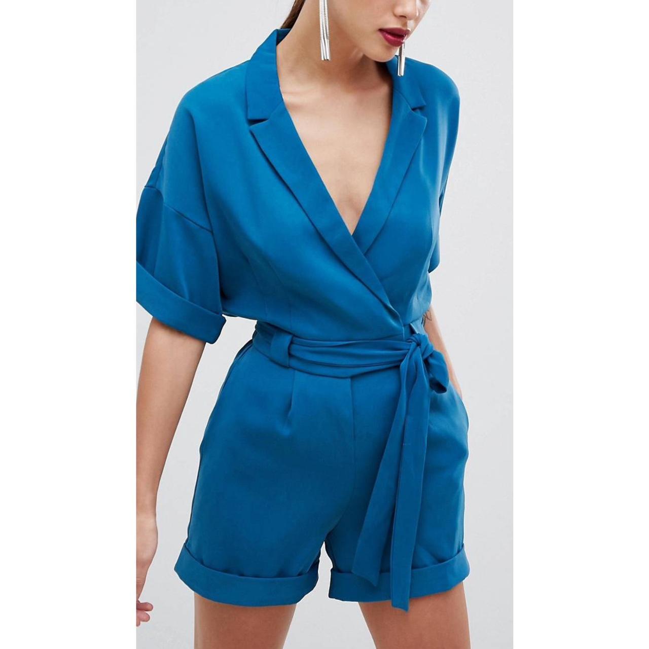 YAS wrap playsuit in blue Size 10 Never worn Depop