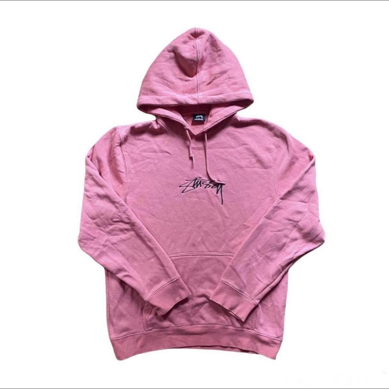 Stüssy Women's Black and Pink Hoodie | Depop