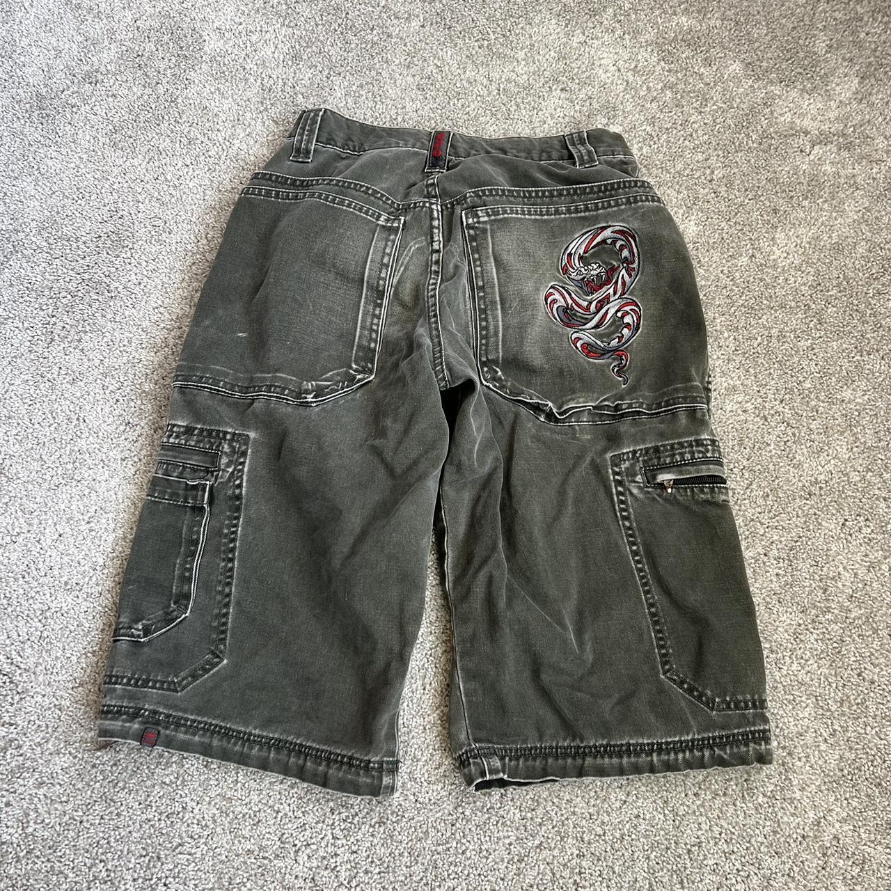Vintage 90s Y2K Jnco Jeans Black Snake Denim Shorts Jorts Sz 34