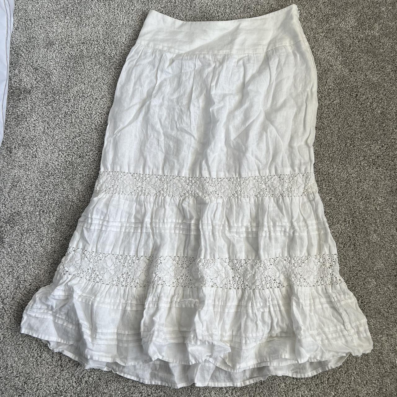 vintage y2k white maxi flowy boho skirt beautiful 😻... - Depop