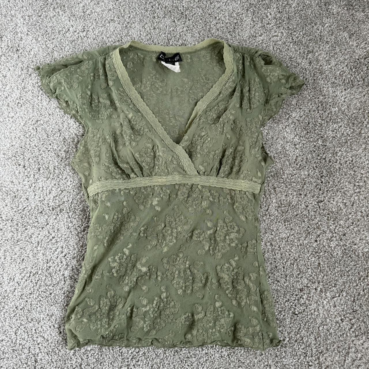 Coquette vintage green baby doll lace top BEBE size... Depop