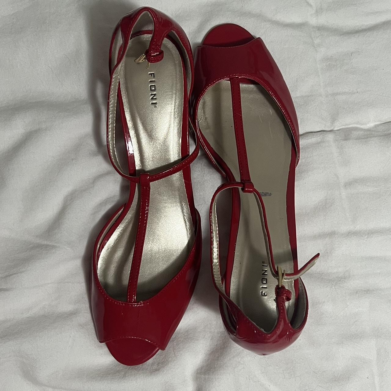 FIONI RED KITTEN HEELS - perfect condition, never... - Depop