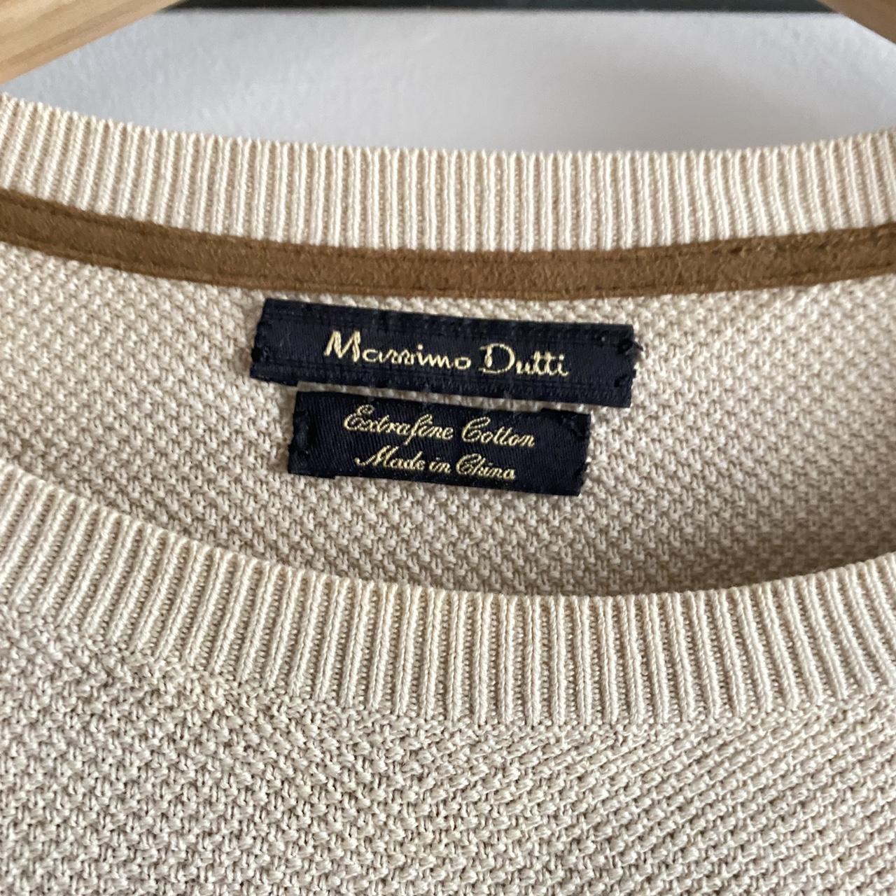 Massimo Dutti waffle-knit beige cotton sweater - Depop