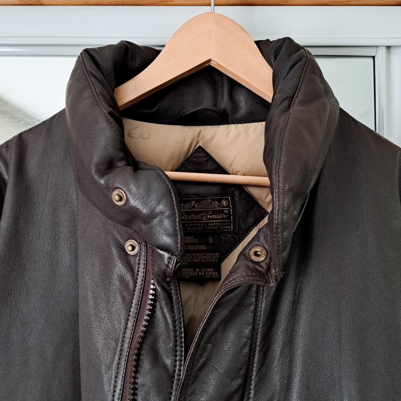 Eddie Bauer leather puffer jacket Offers accepted... Depop