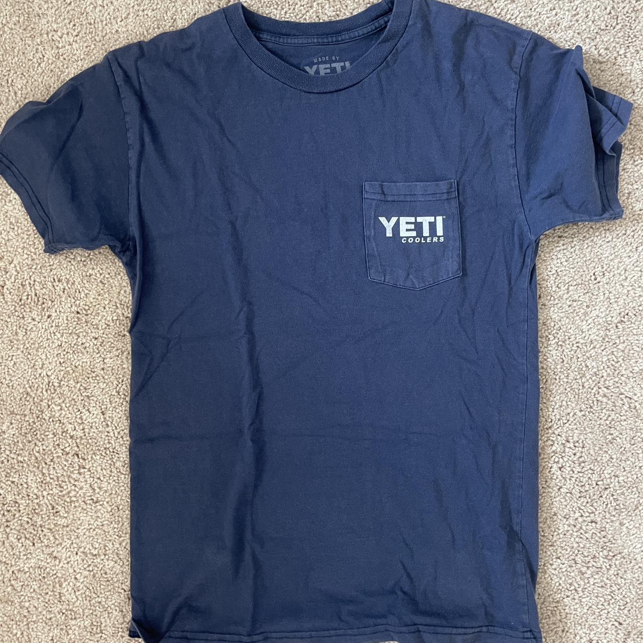 Navy blue yeti tshirt. Size M and a skinnier fit... - Depop