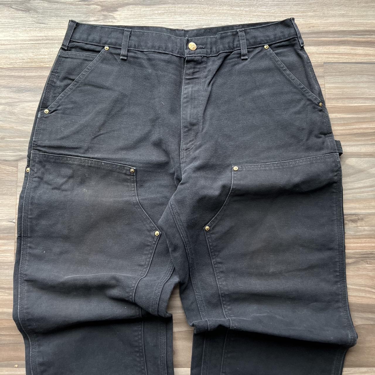 Vintage Carhartt Black Double Knee Pants 38x30... - Depop