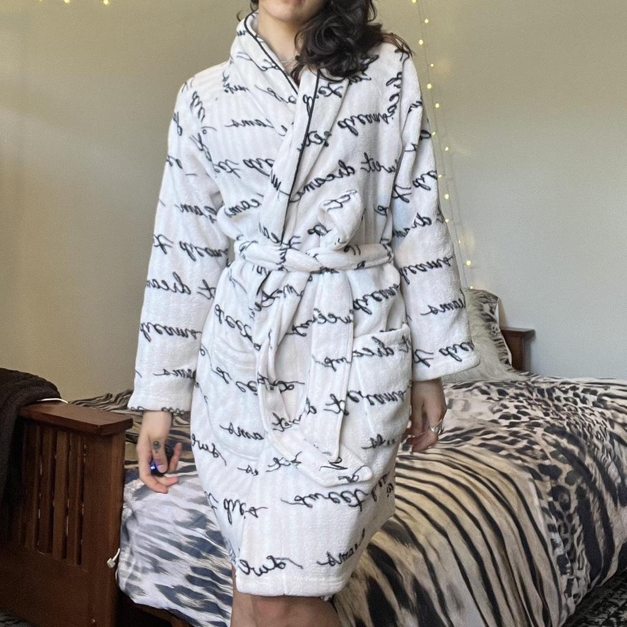cute white fluffy victorias secret logo robe.... Depop