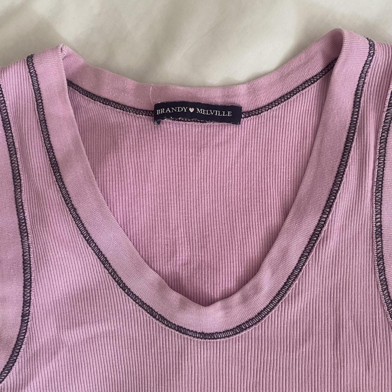 brandy-melville-black-contrast-stitch-pink-tank-top-depop