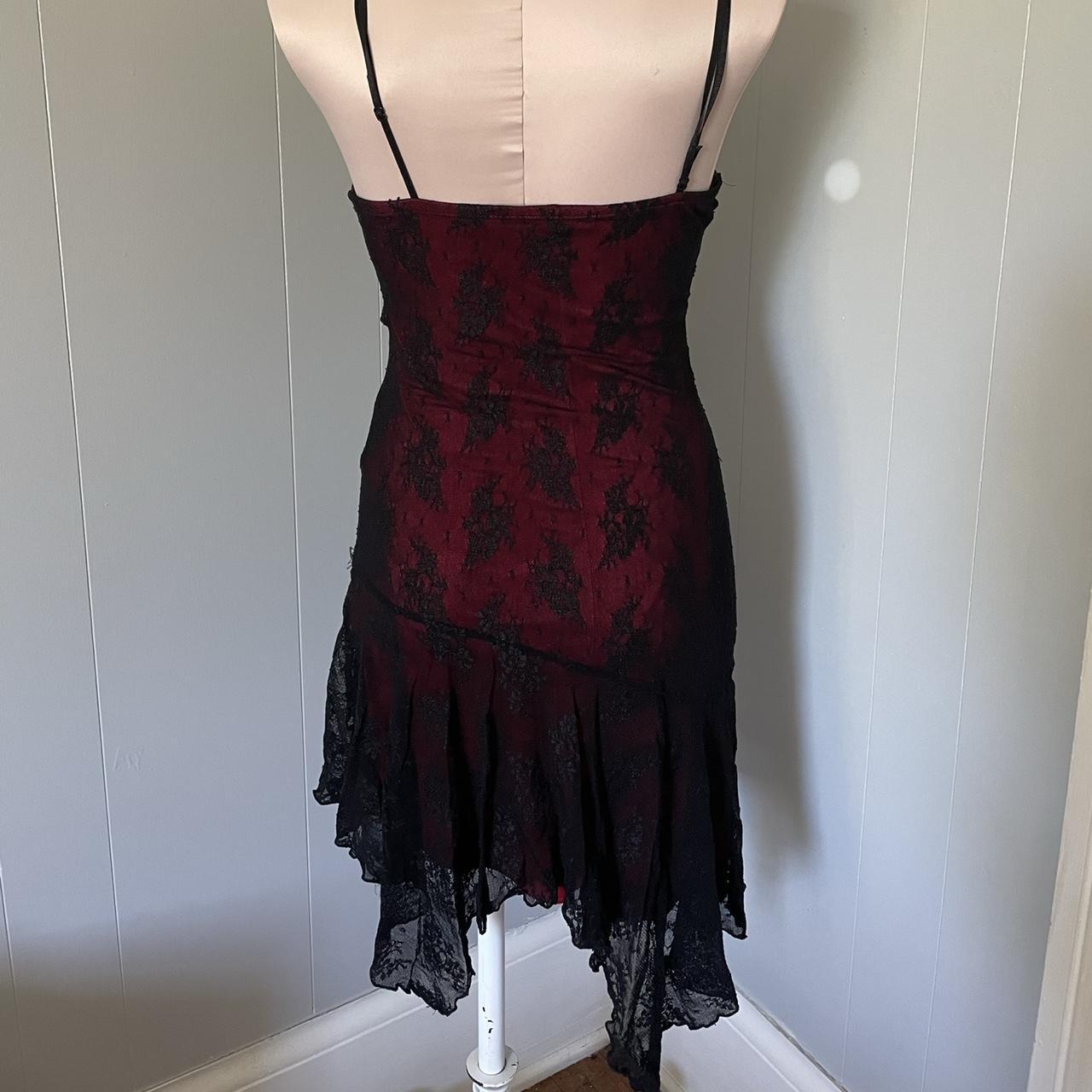 RARE Vintage Forever 21 Red & Black Lace Fairy Dress... - Depop