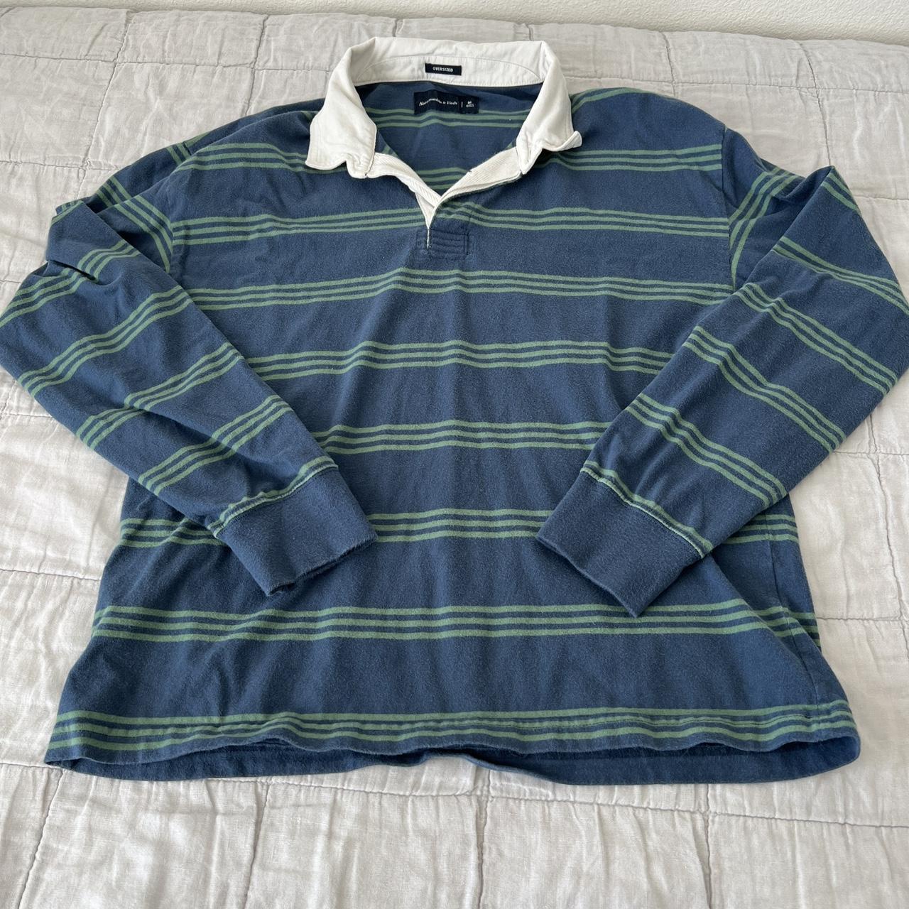 Abercrombie & Fitch Men's Green and Blue Polo-shirts | Depop