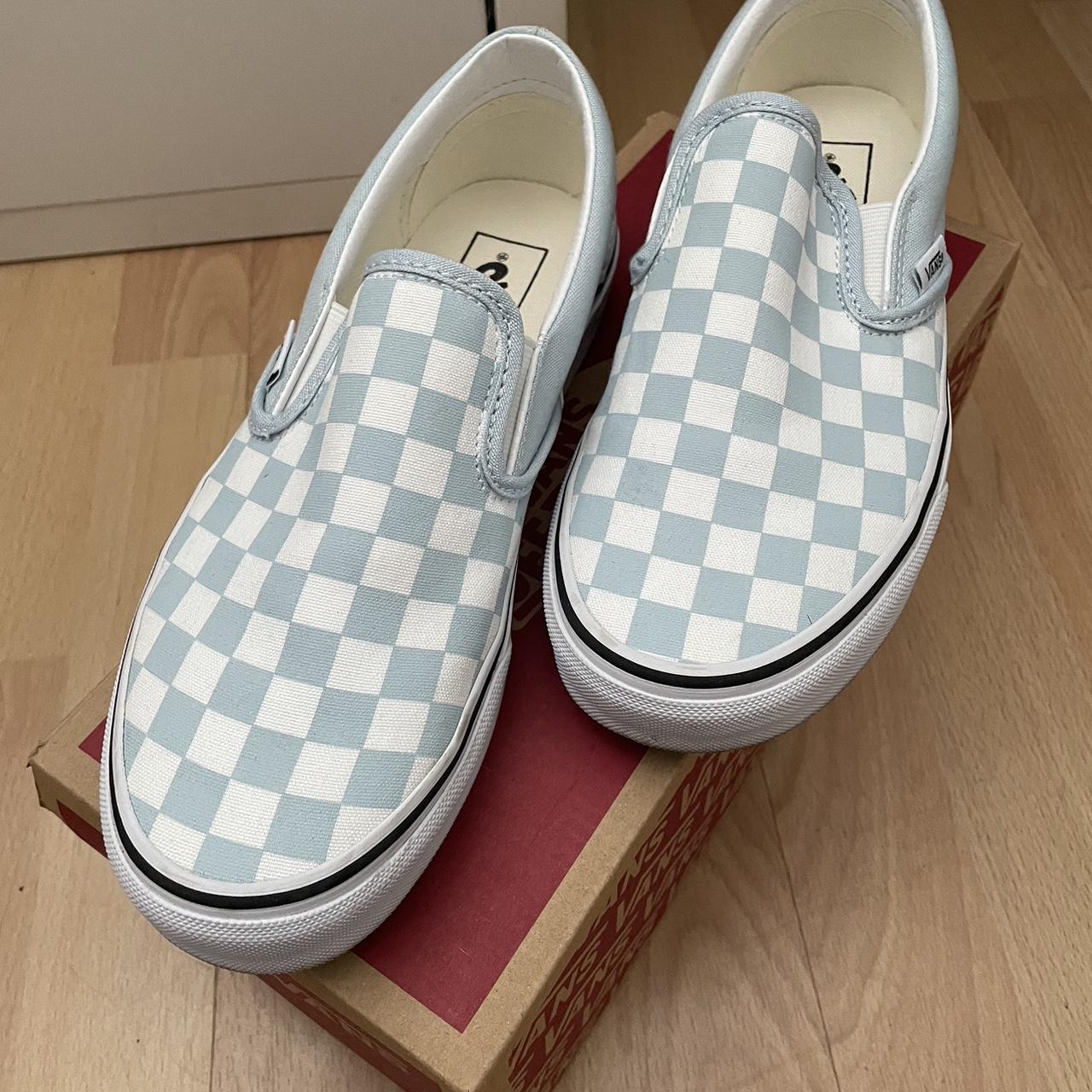 7.5 Baby Blue Checkered Vans Worn a few times only