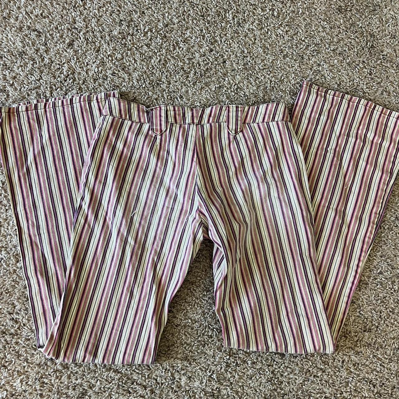 Vintage Reference striped pants no back pockets.... - Depop