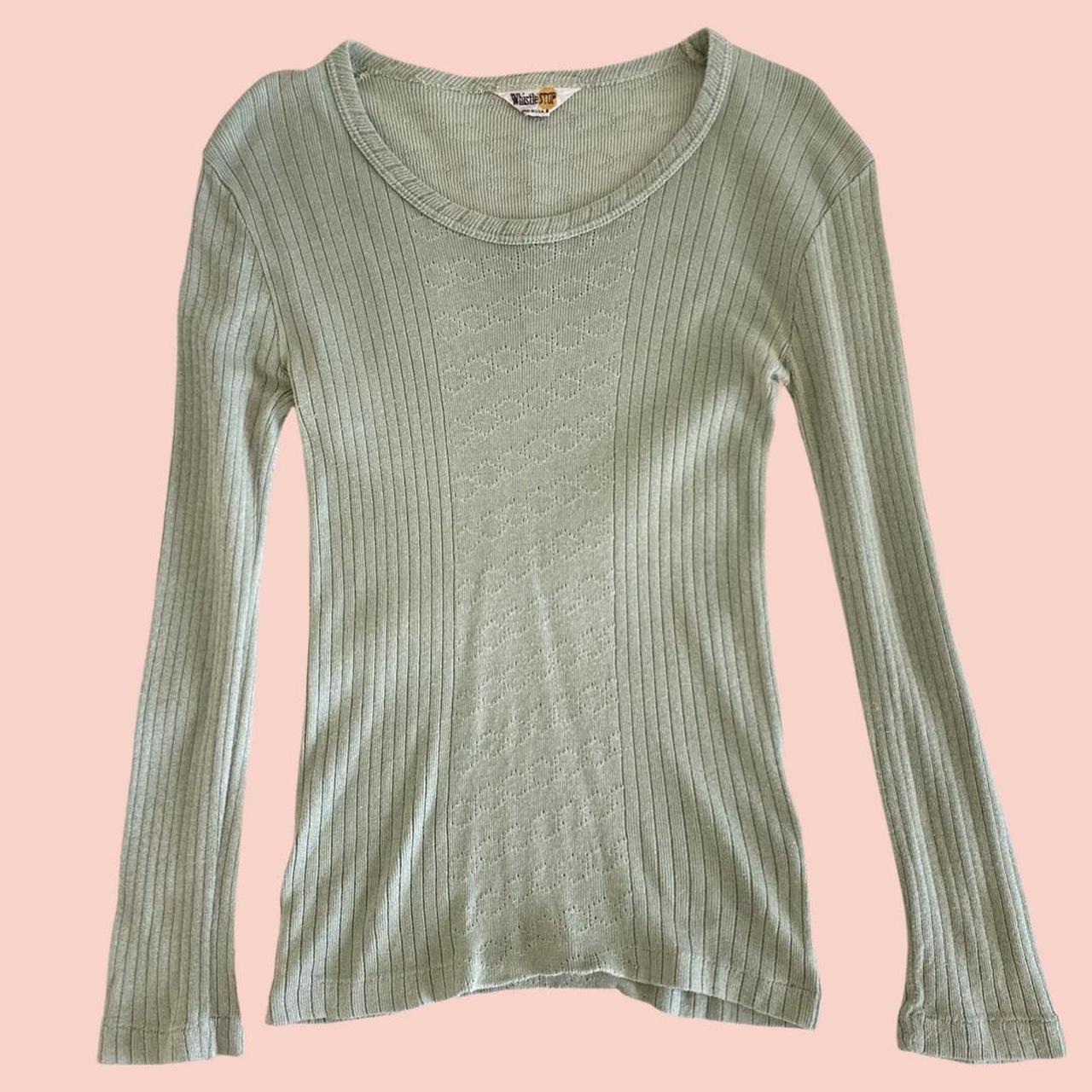 70s Whistle Stop coquette thermal sage green long...