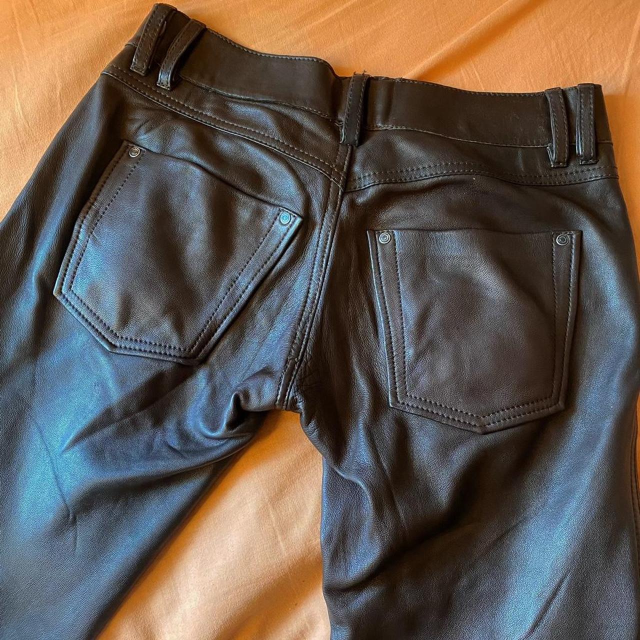 Diesel industries vintage leather brown low waist... - Depop