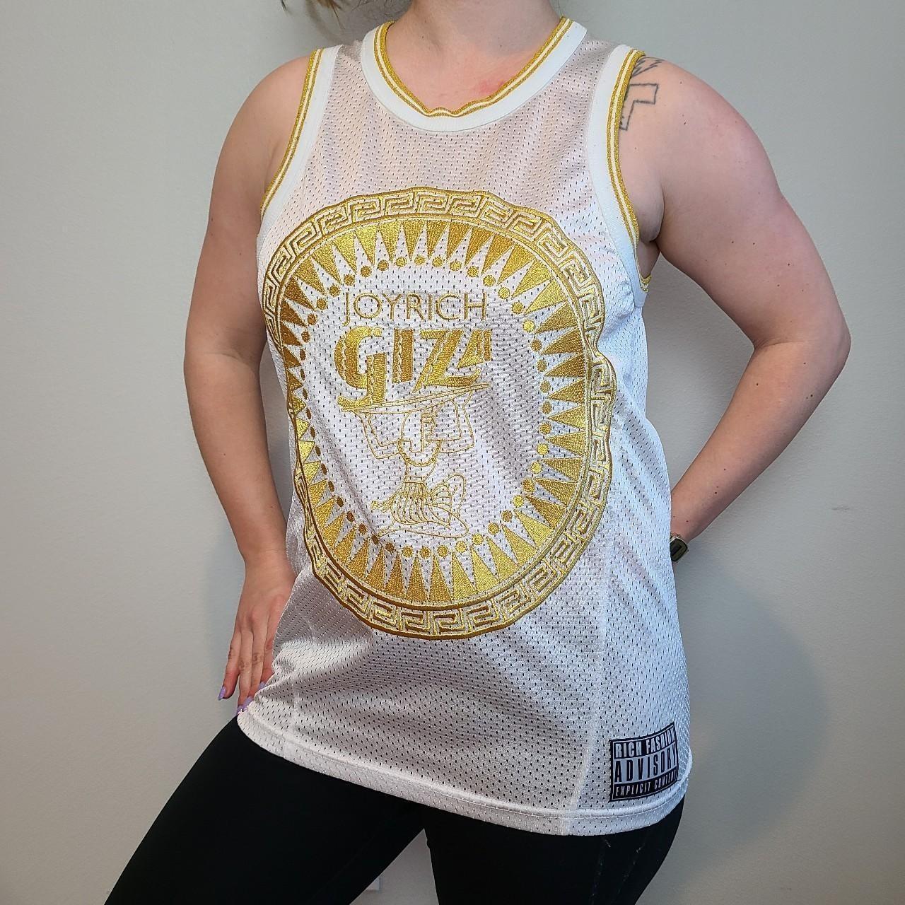 Gold jersey tank! JoyRich Giza white jersey tank.... - Depop