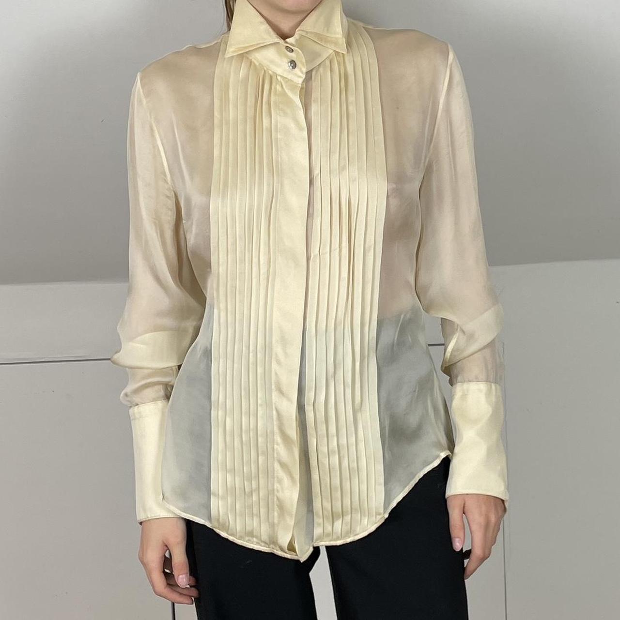 vintage cream silk shirt uk 68 silkshirt... Depop