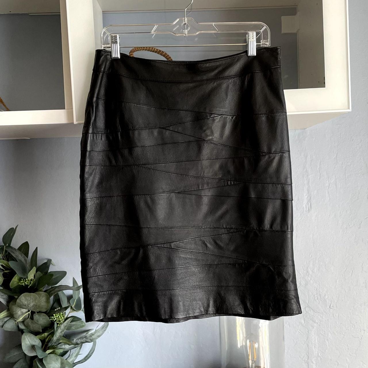 Linea Domani Black Leather Pencil Skirt Patchwork. Depop