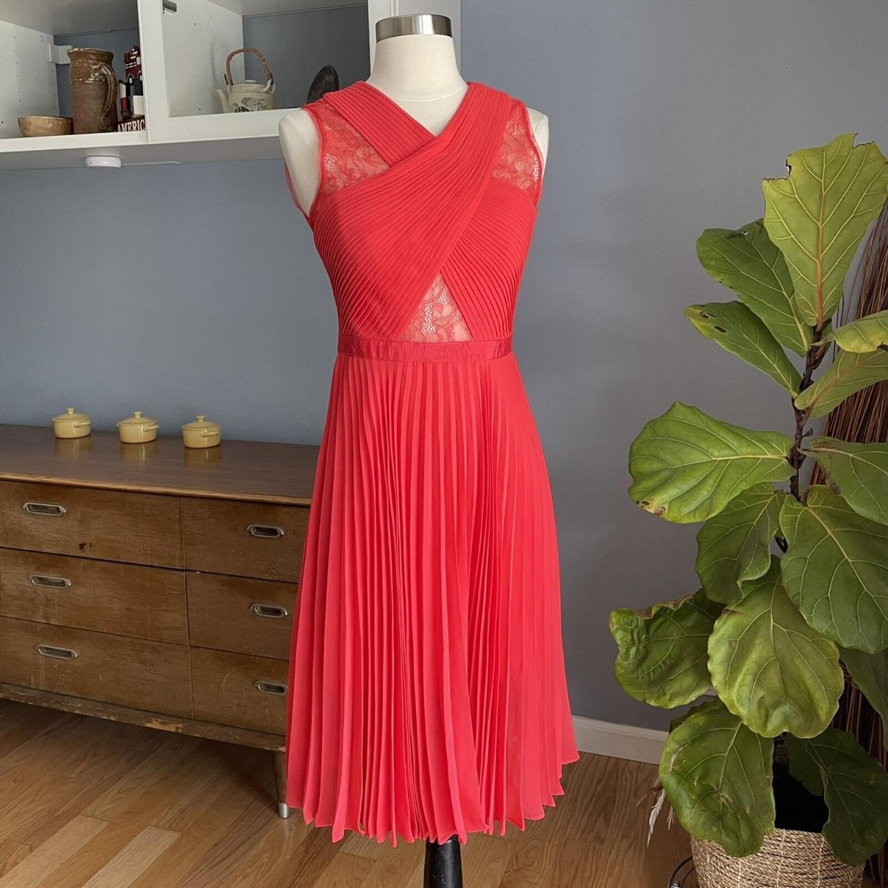 BCBGMAXAZRIA Abbie Pleated Georgette A Line Dress Depop