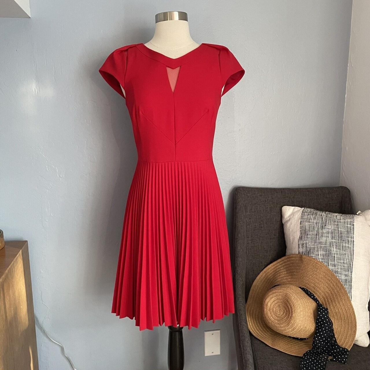 Karen millen red pleated dress best sale