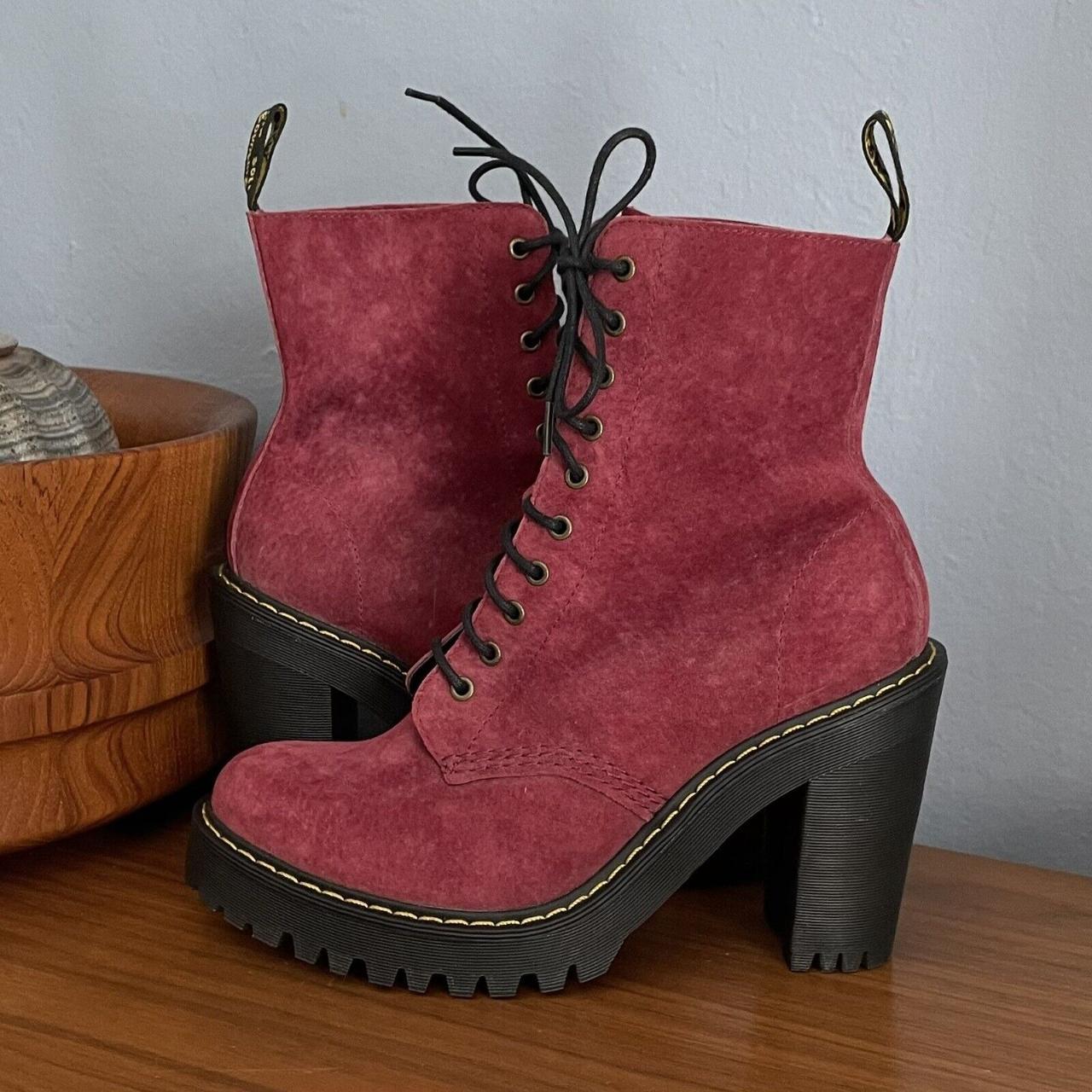 Dr. Martens Kendra Lace Up Heeled Combat Boots Wine