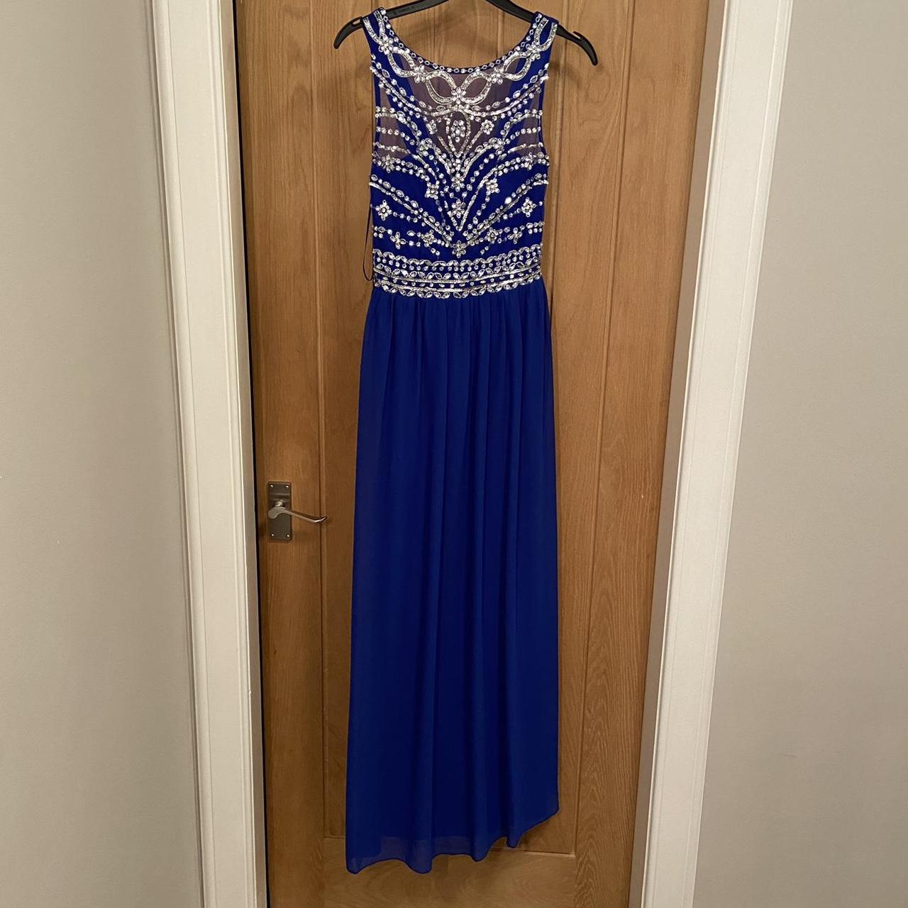 Royal blue ball gown Silver sequins Stretchy... - Depop