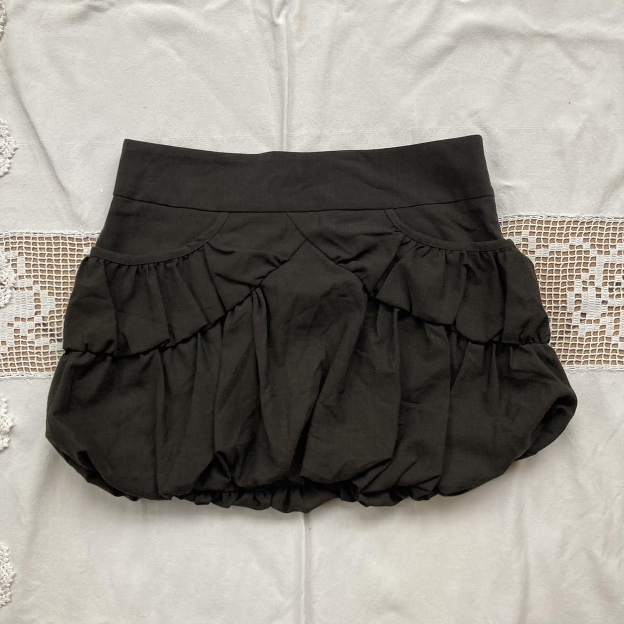 Dark brown / grey bubble mini skirt Size S... - Depop
