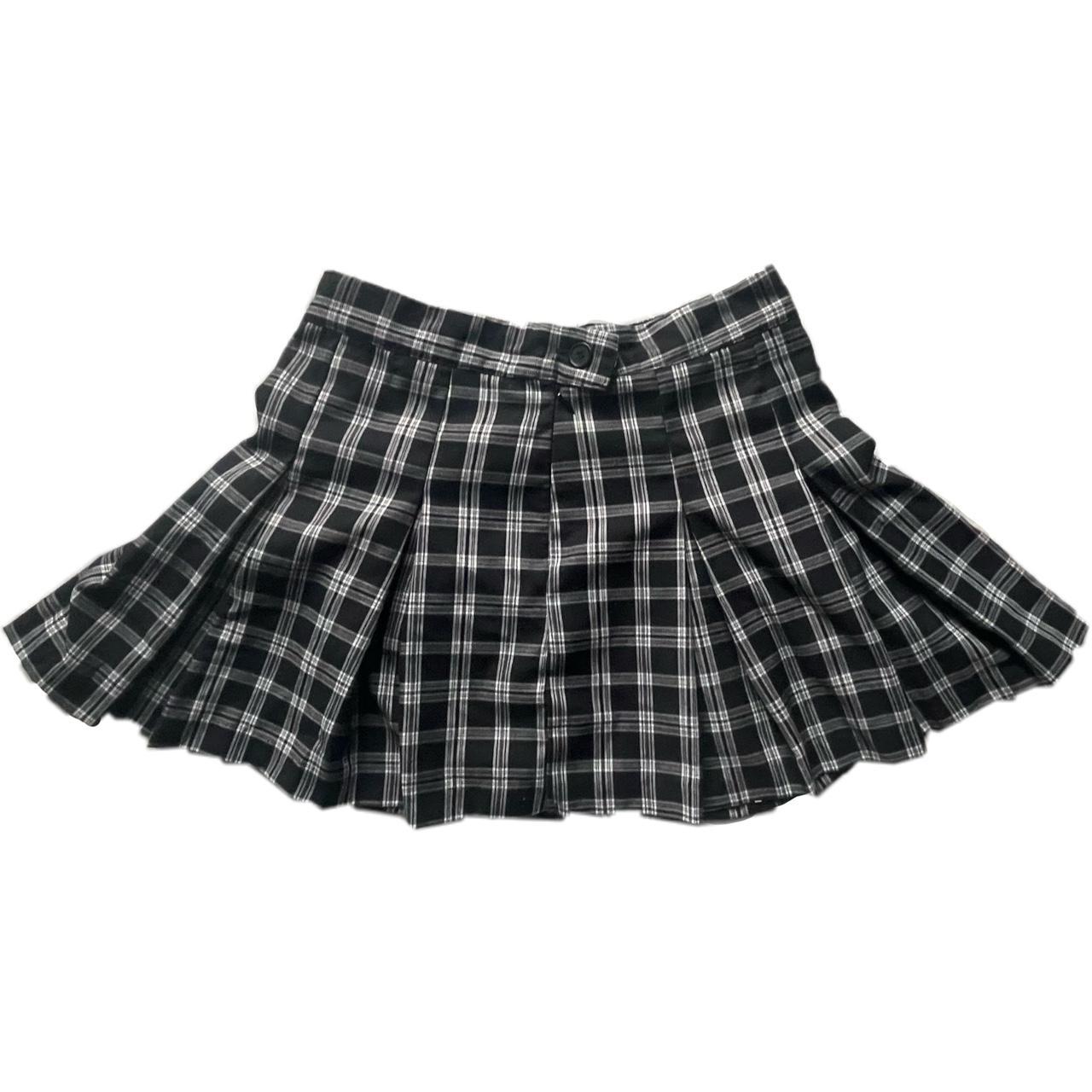 Basic Black And White Plaid Pleated Skirt A Need Depop 7346