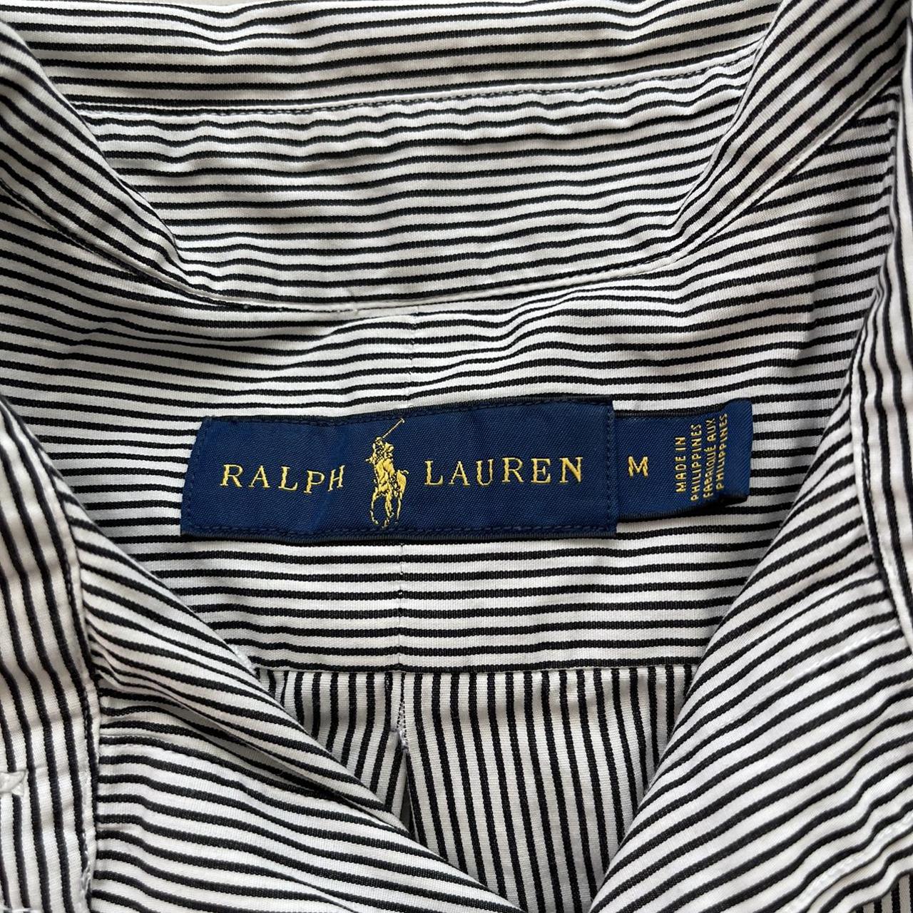 ralph lauren black and white striped button... - Depop