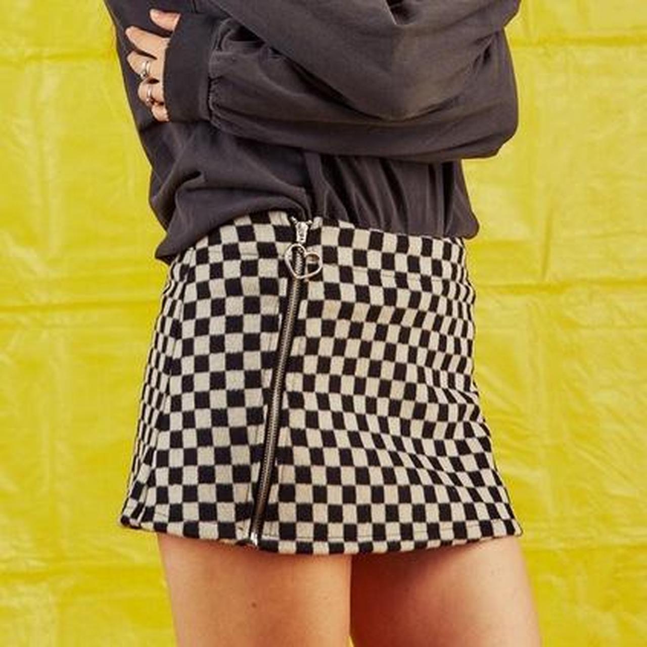 Unif winx skirt Fuzzy check mini skirt with - Main Image
