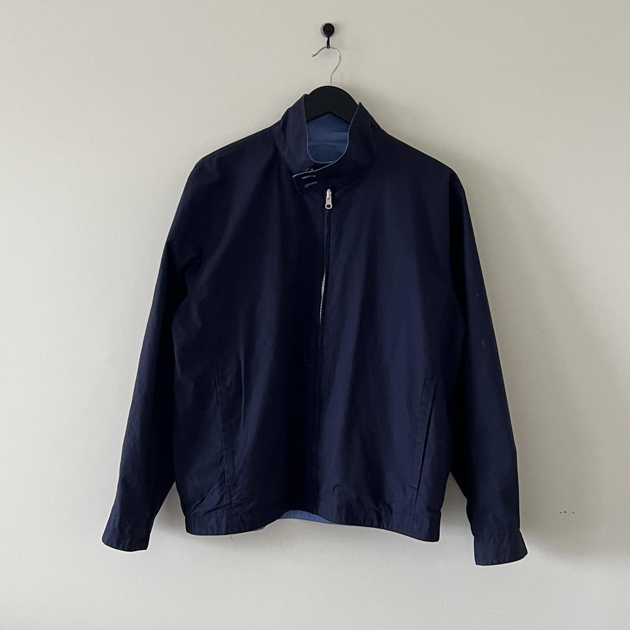 Lands' End Men's Blue and Navy Coat | Depop