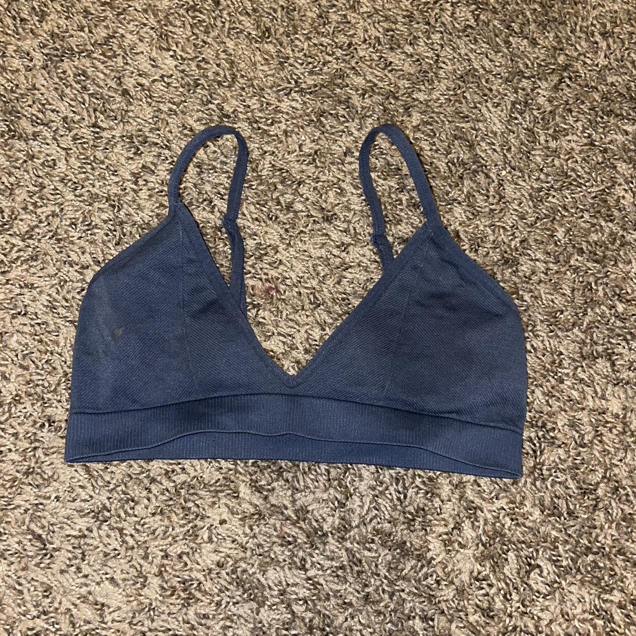 Blue ribbed Colsie bralette, unlined triangle style