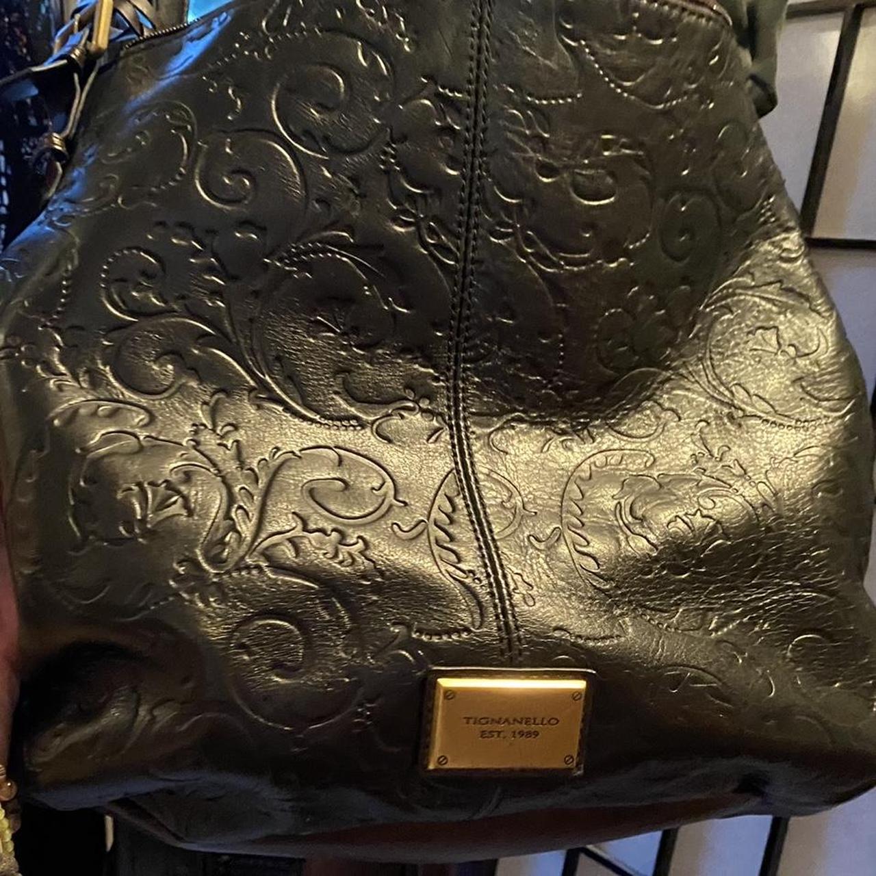 TIGNANELLO Embossed Leather Handbag. This is a Depop