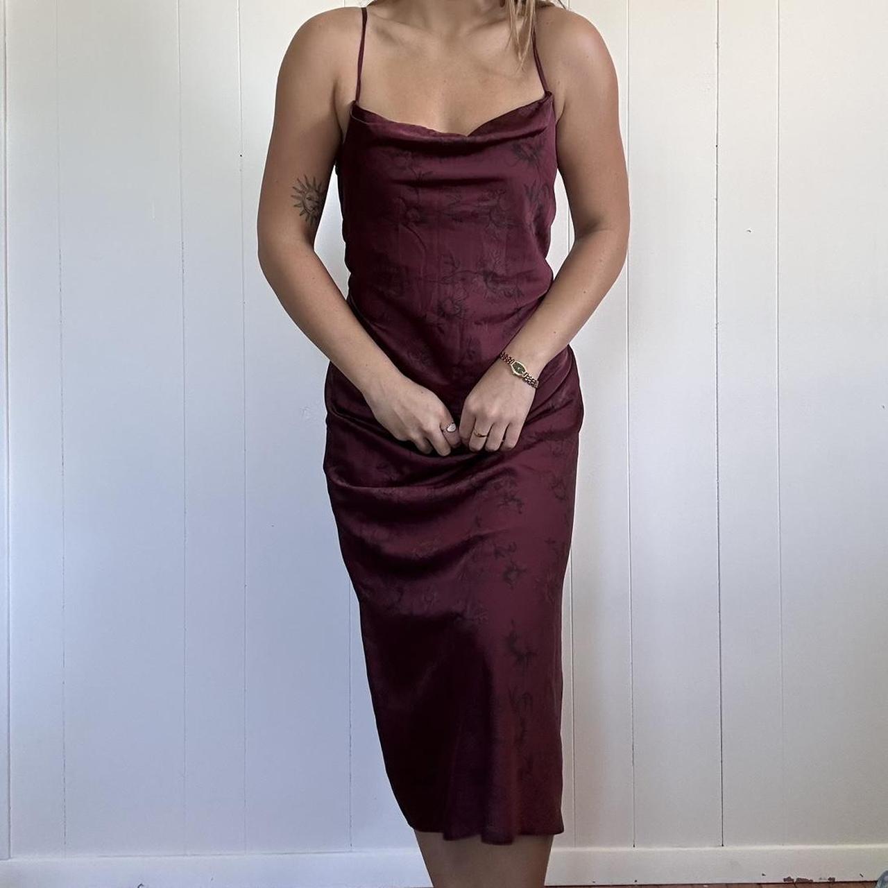 Gorgeous 00 s Calvin Klein midi dress in deep cherry. Depop