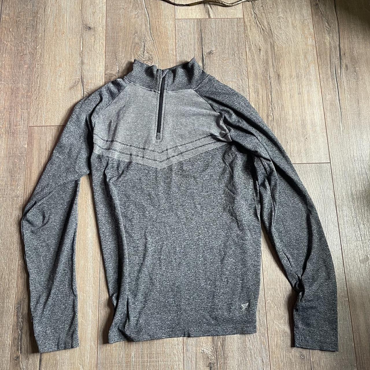 Primark Zip Fleece Jumper Primark Grey 1/4 Zip Gym Top, Size Depop