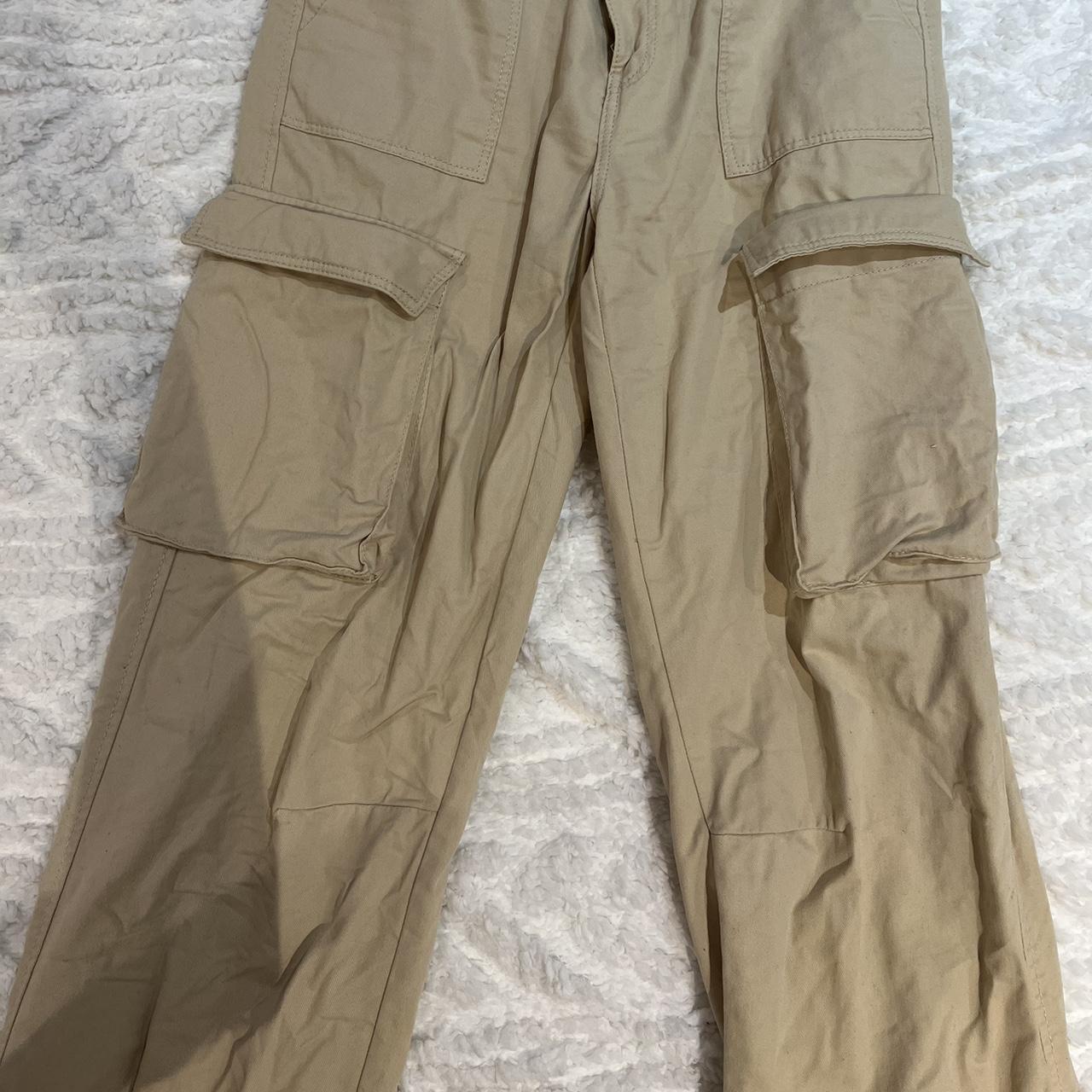 beige bershka cargo pants. brand new. only worn... Depop